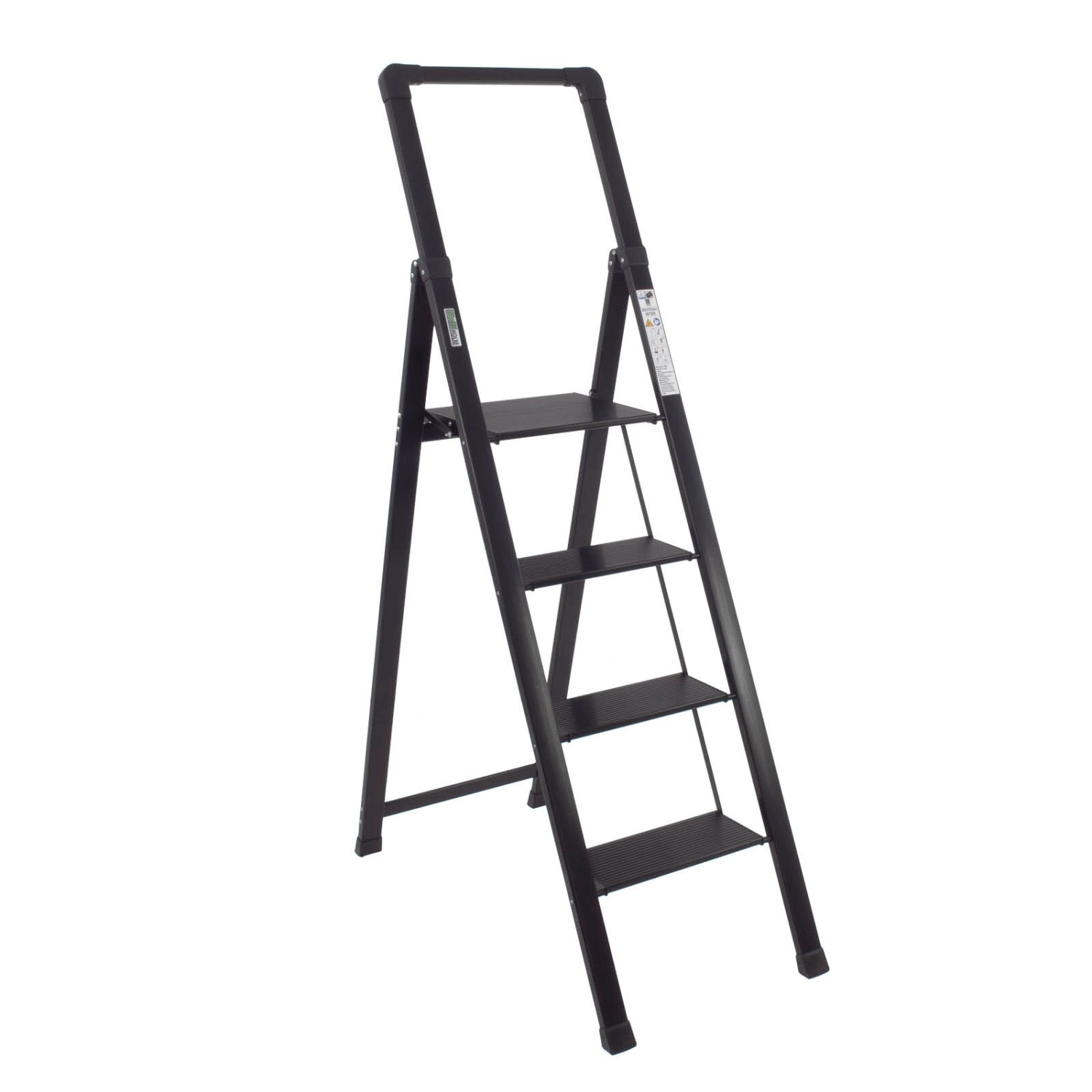 TRUTZHOLM Alu Trittleiter 4 Stufig Klappbar mit Handlauf 150kg Schwarz günstig online kaufen