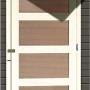 Tür des Karibu Holz-Gartenhauses Linköbing, terragrau lackiert, mit Flachdach.