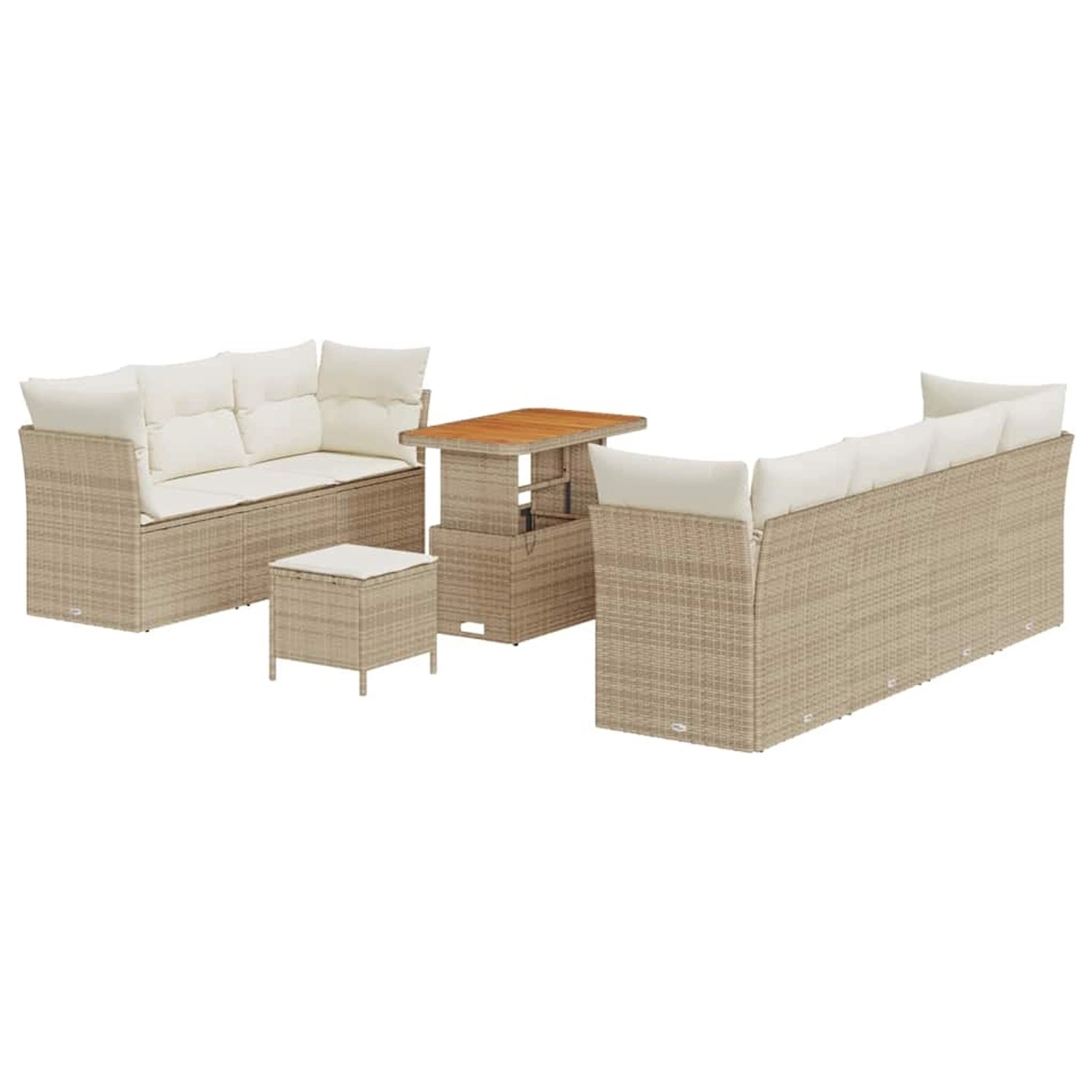 vidaXL 10-Teiliges Garten Sofa Set mit Kissen Beige Poly Rattan Akazie 3361 günstig online kaufen