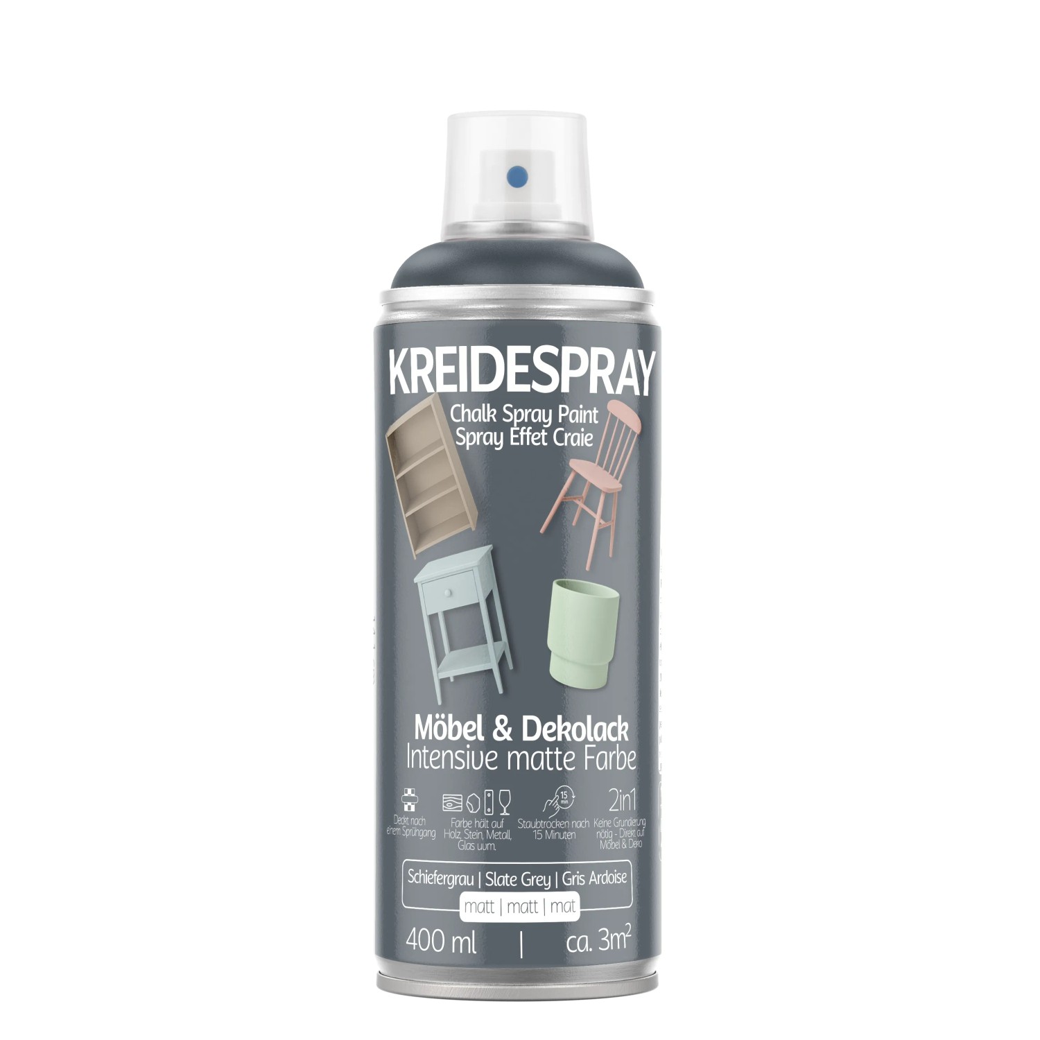 COLORS Kreidespray Möbel- und Dekolack Schiefergrau Matt 400 ml