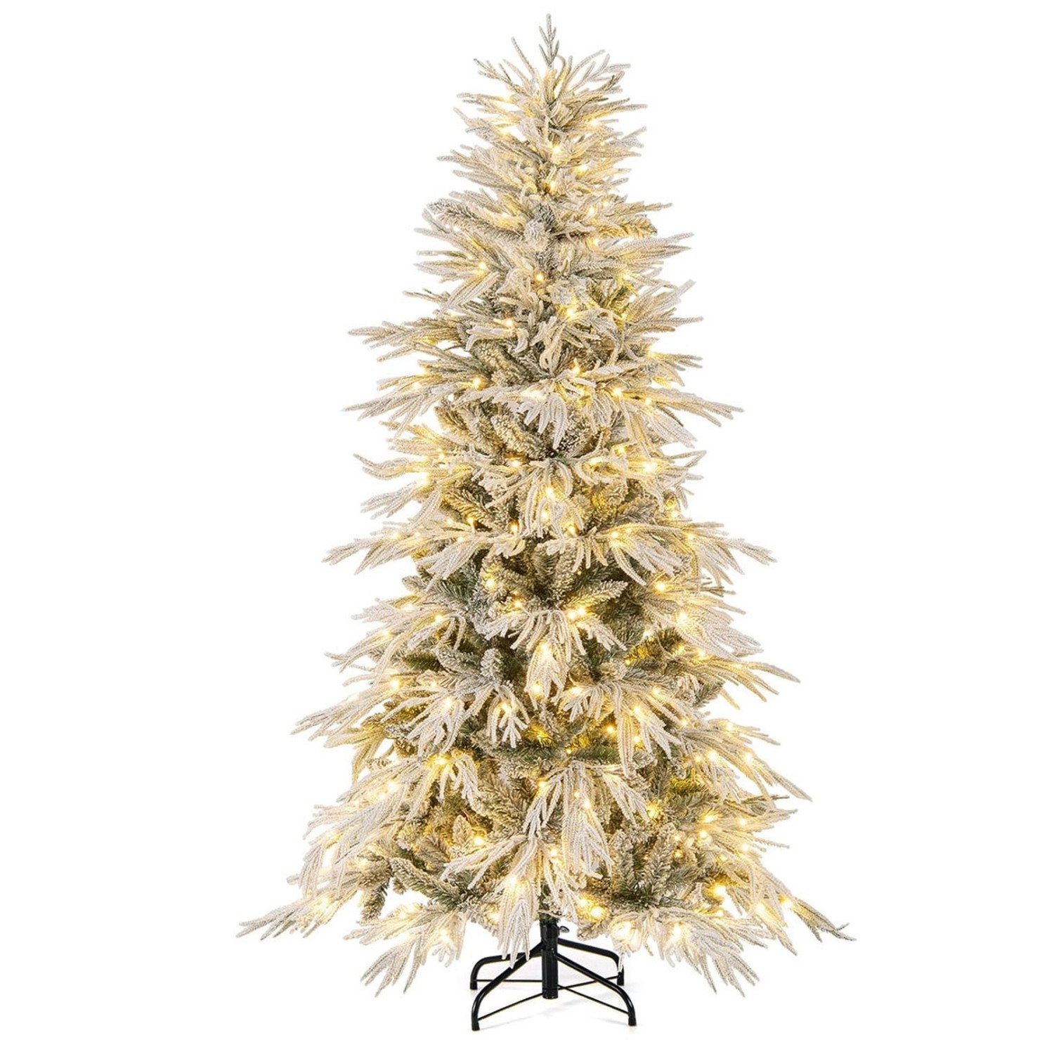Costway Künstlicher Weihnachtsbaum&Beleuchtung & 594 Weigspitzen 180cm