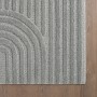 Silberner Ayyildiz Kurzflorteppich (280x370 cm) mit modernem 3D-Reliefmuster.