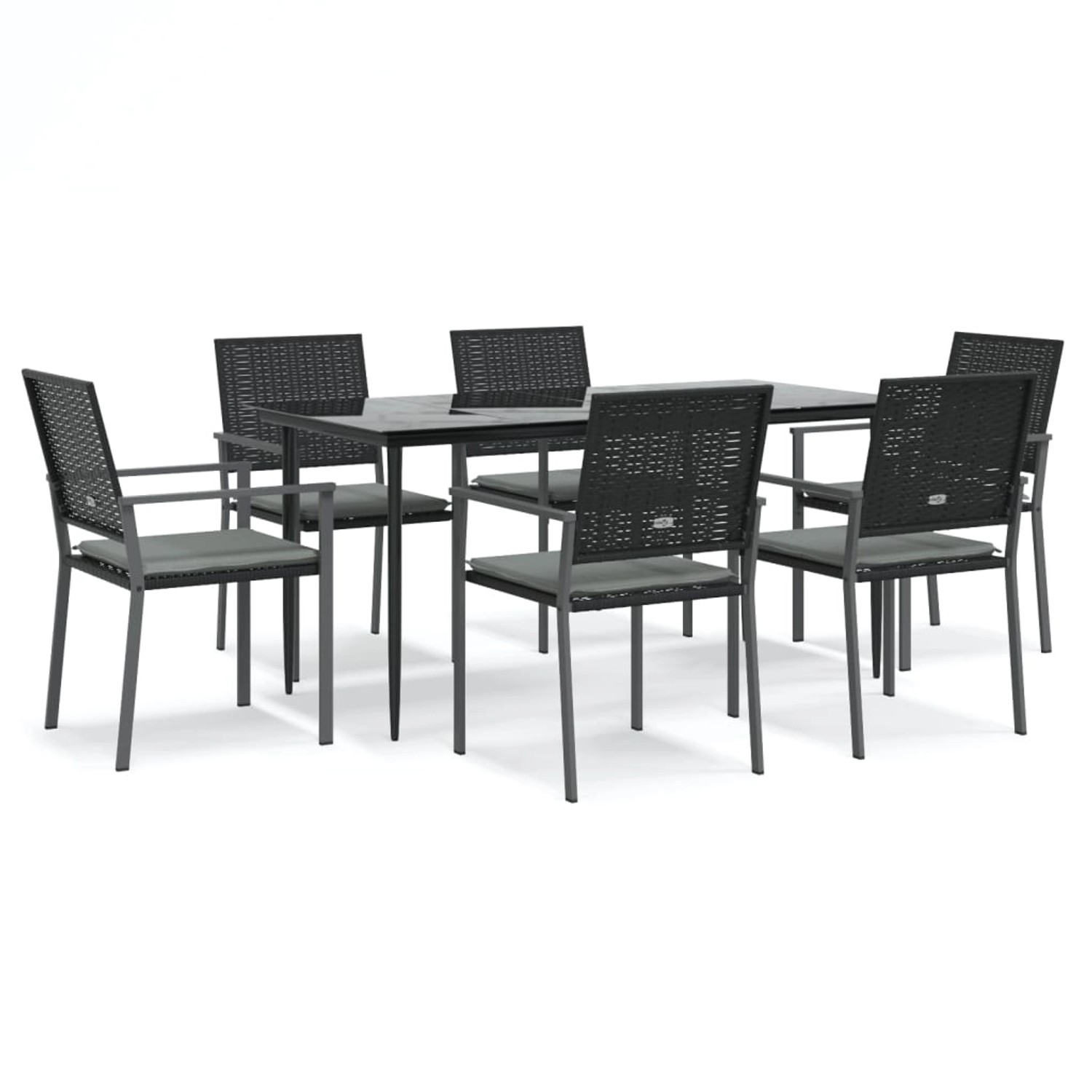 vidaXL 7-Tlg Garten-Essgruppe mit Kissen Poly Rattan und Stahl 3187010 günstig online kaufen
