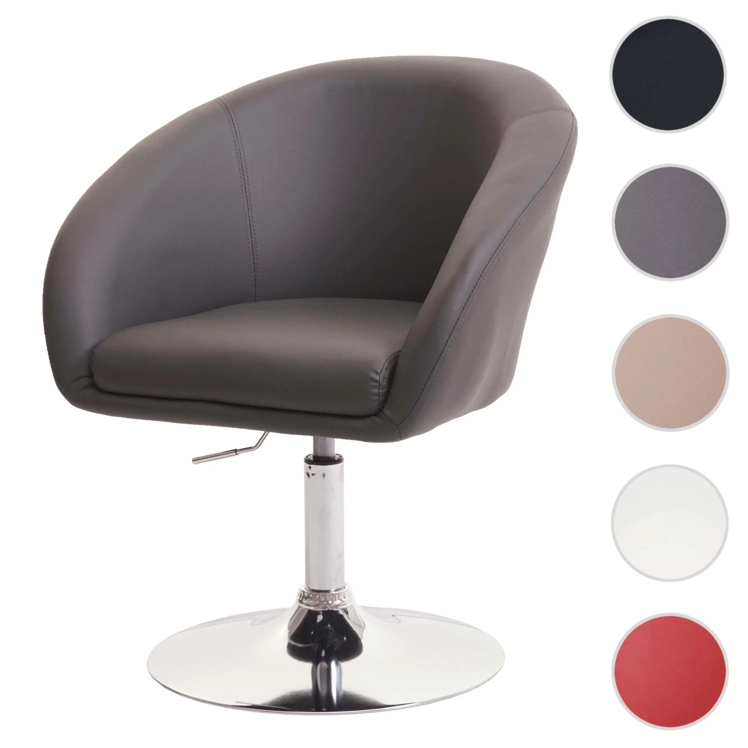 Grauer MCW Esszimmerstuhl F19 aus Kunstleder, drehbar und höhenverstellbar.