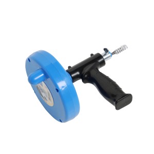 LUX Rohrreinigungsgerät Classic mit blauem Gehäuse und schwarzem Griff. Rohrreinigungsspirale.