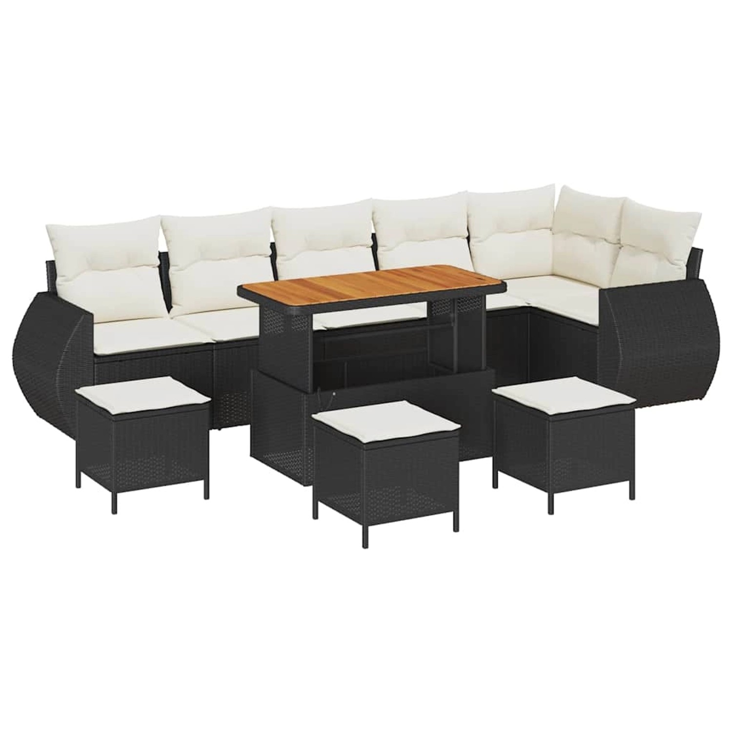 vidaXL Garten-Sofa-Set 10-Tlg Schwarz Poly Rattan 3361900 günstig online kaufen