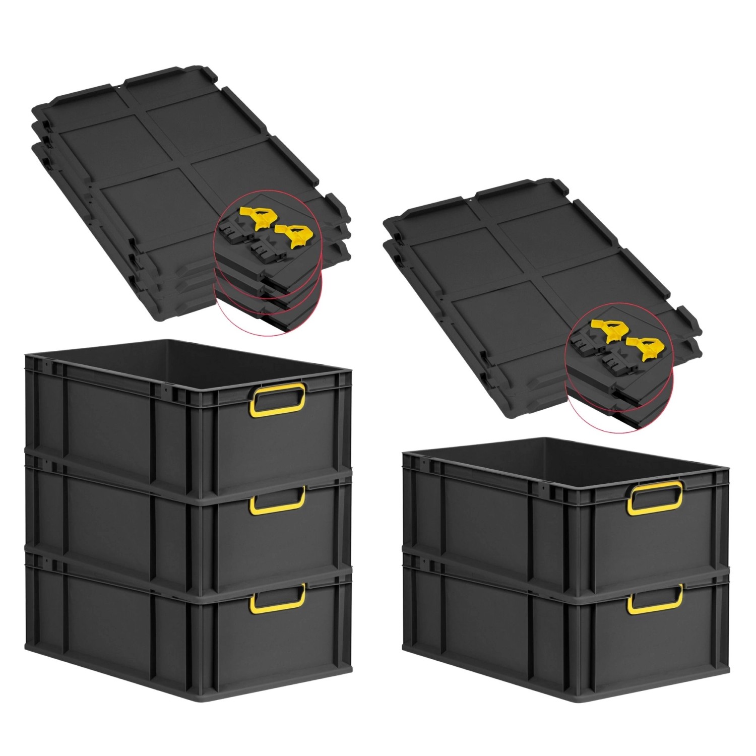 PROREGAL SuperSparSet 5x Eurobox Nextgen Color Mit Scharnierdeckel HxBxT 22 günstig online kaufen