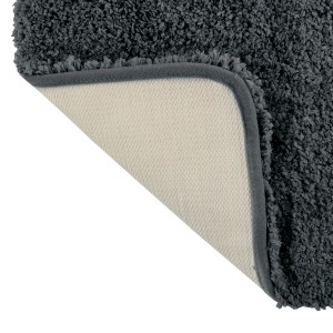 Anthrazitfarbene MSV Badematte aus Mikrofaser, 50x70 cm, mit rutschfester Unterseite.