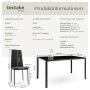 Tectake Esszimmergruppe Berlin 5 Teilig Esstisch Mit 4 Stühlen  120 x 70 x 75 cm Schwarz_6
