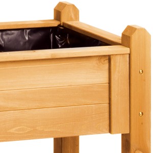 Detailaufnahme: Wilk Kräuter-Hochbeet Basic Orange aus Holz mit Folie ausgelegt.