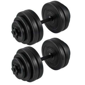ArtSport Hantelset 30 kg, 2er Set Kurzhanteln mit Gewichtsscheiben in Schwarz.