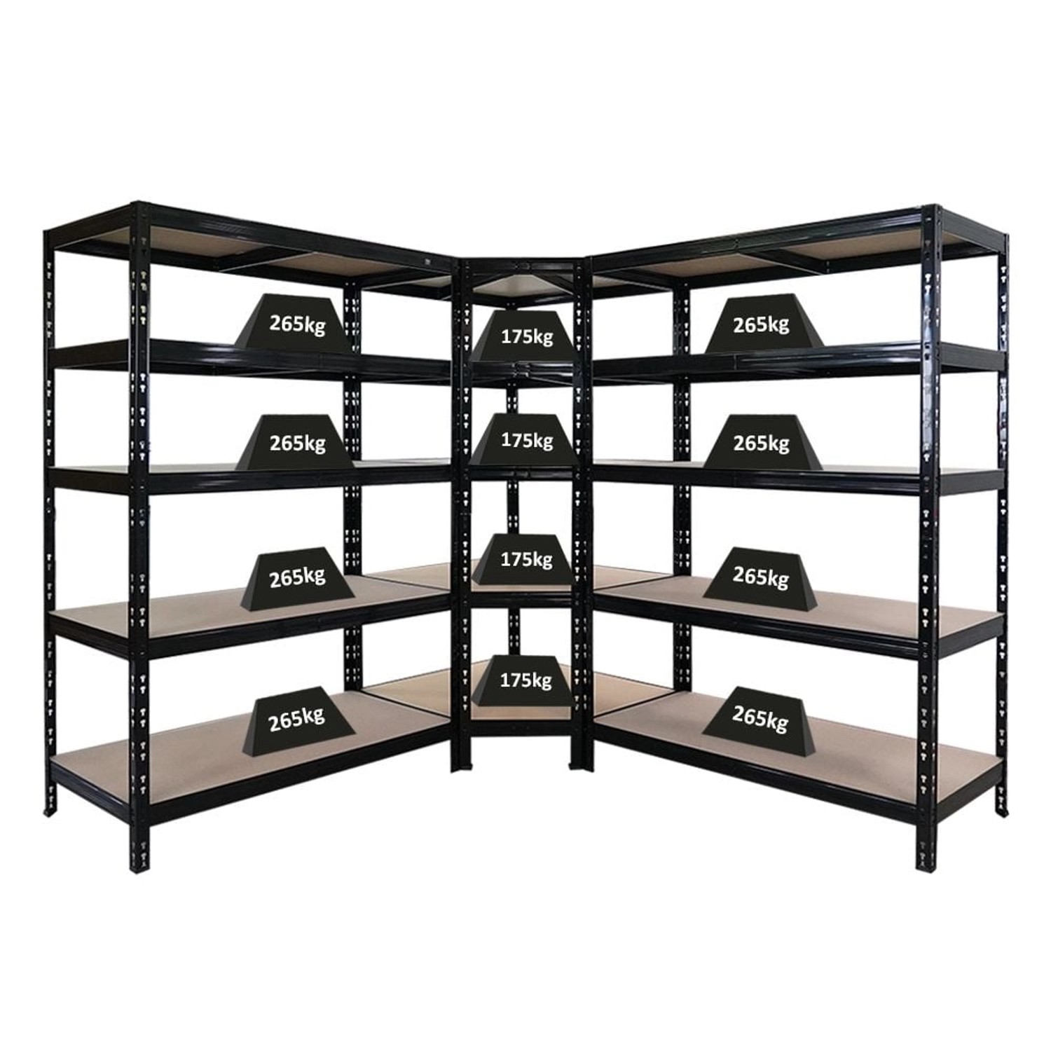 PROREGAL Mega Deal Tiger Black 1x Eckregal + 2X Schwerlastregal 180x120x60c günstig online kaufen