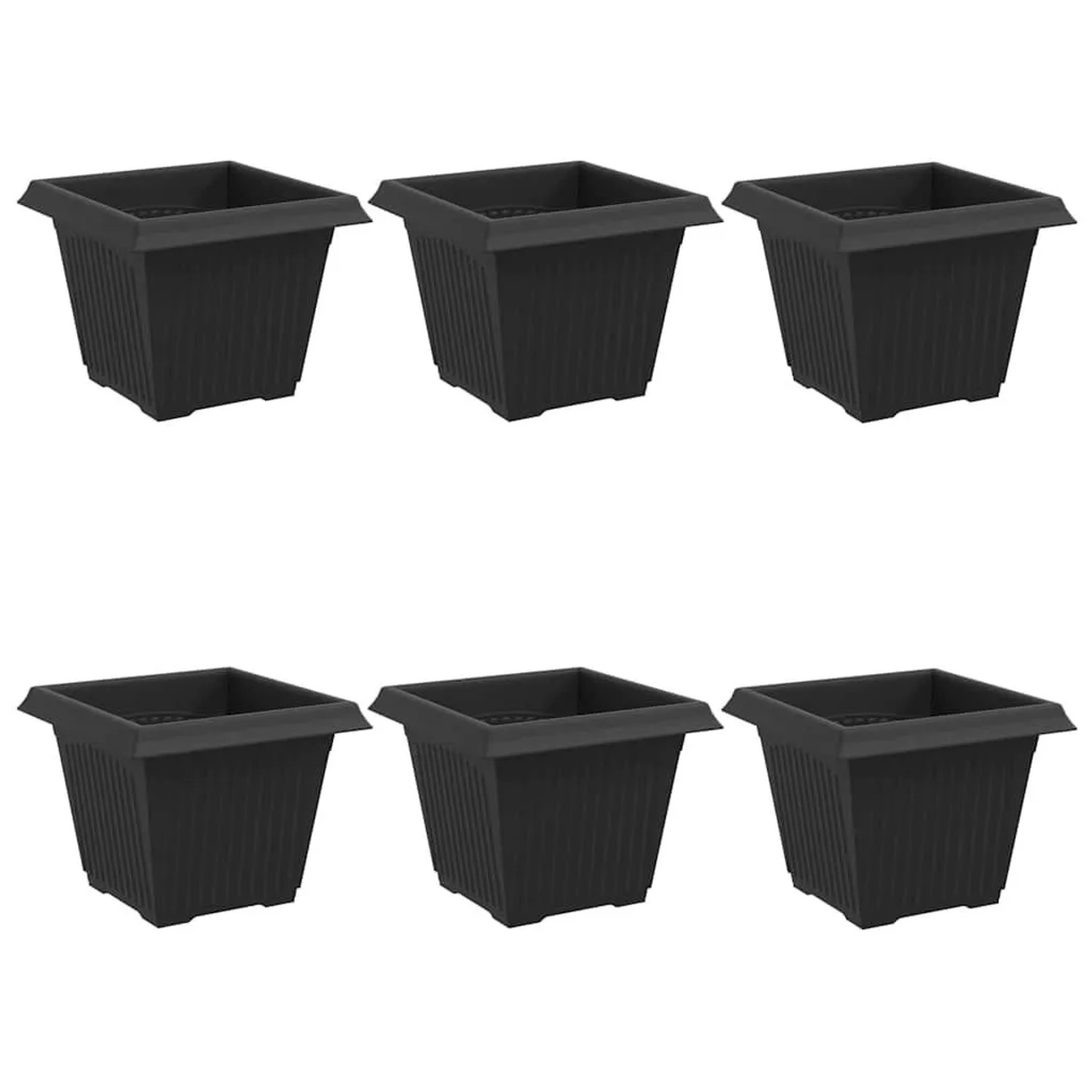 vidaXL Quadratischer Blumentopf 6 Stk Schwarz 33 x 33 x 26 cm 42020338