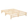 Homestyle4u Palettenbett 140x200 cm aus naturfarbenem Kiefernholz mit Lattenrost. Robustes Holzbett für Schlafzimmer.