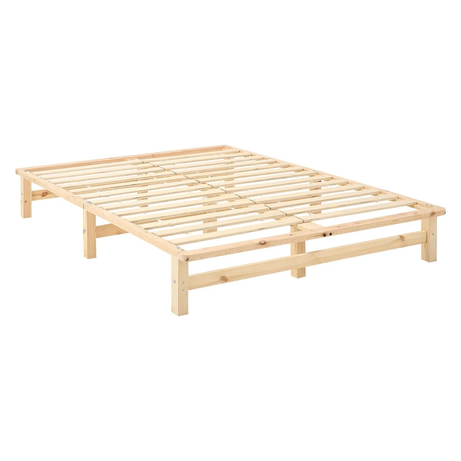 Homestyle4u Palettenbett 140 x 200 cm mit Lattenrost in Braun 1909