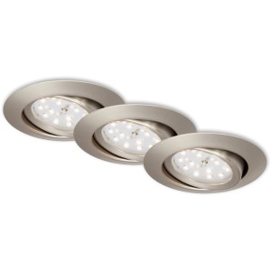 Briloner LED-Einbaustrahler im 3er-Set, Nickel matt, für den Innenbereich.