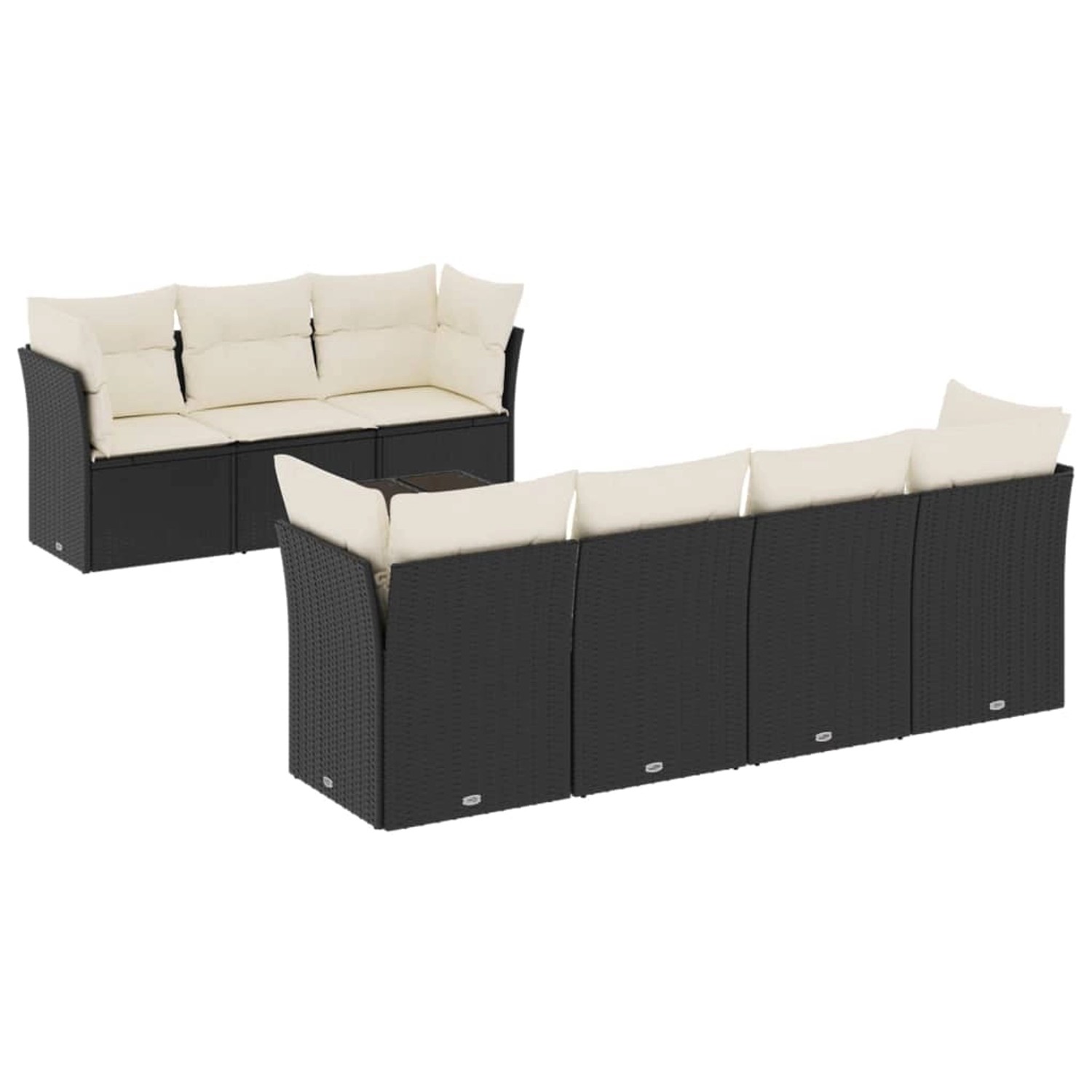 vidaXL 8-tlg Garten-Sofagarnitur mit Kissen Schwarz Poly Rattan Modell 56