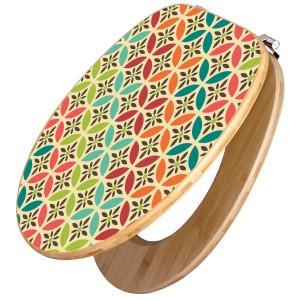 Banjado WC-Sitz aus Bambus mit Diamantmuster, Holz Toilettendeckel für Standard WC.