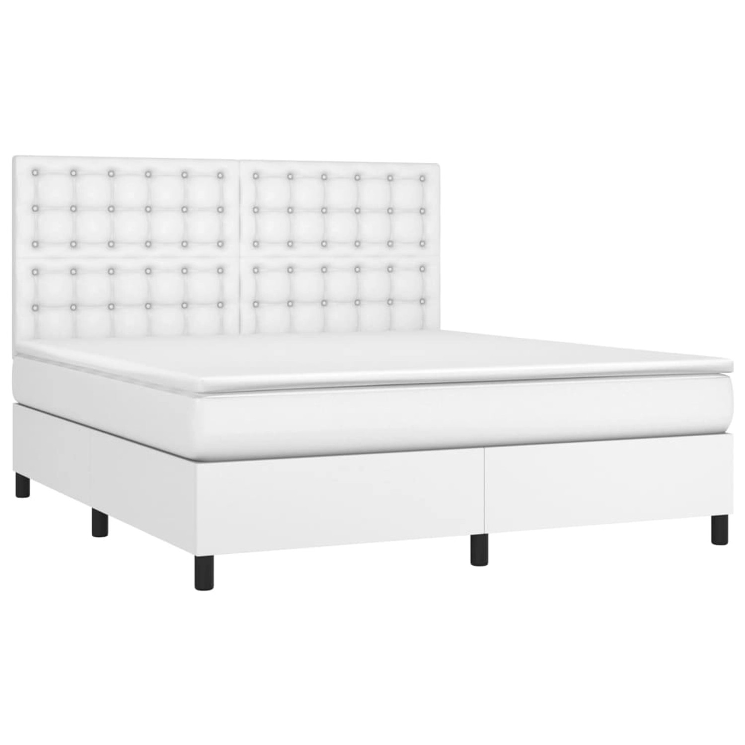 vidaXL Boxspringbett mit Matratze & LED Weiß 160x200 cm Kunstleder 3135952 günstig online kaufen