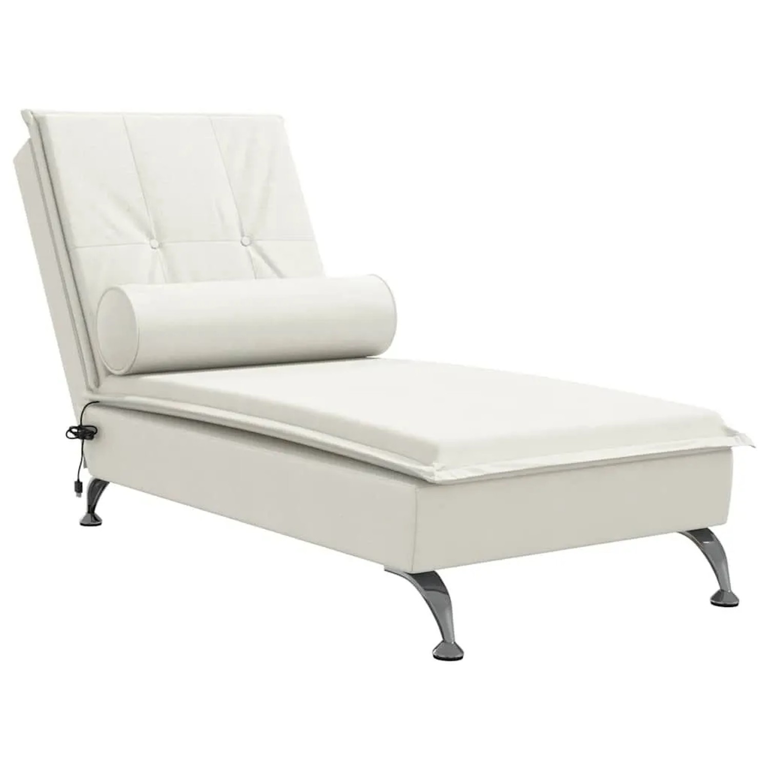 vidaXL Massage-Chaiselongue mit Nackenrolle Creme Samt 379457