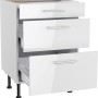 Optifit Unterschrank Rurik986 mit 3 Auszügen, 60 cm breit, in Weiß. Küchenunterschrank mit Edelstahlgriffen.