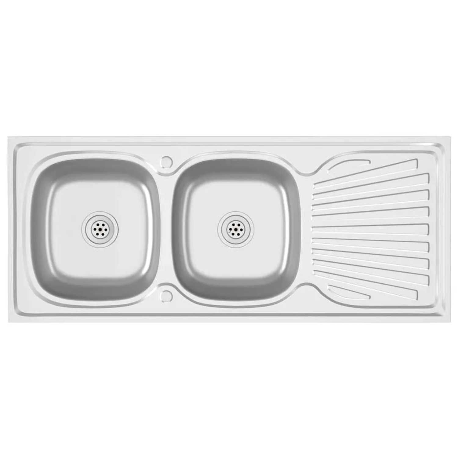 vidaXL Doppelspüle Silbern 1200x600x155 mm Edelstahl 147239
