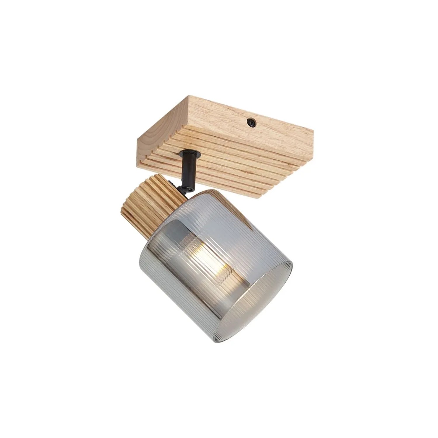 QAZQA Moderner Spot Holz mit Rauchglas Dreh  und Neigbar Gracy