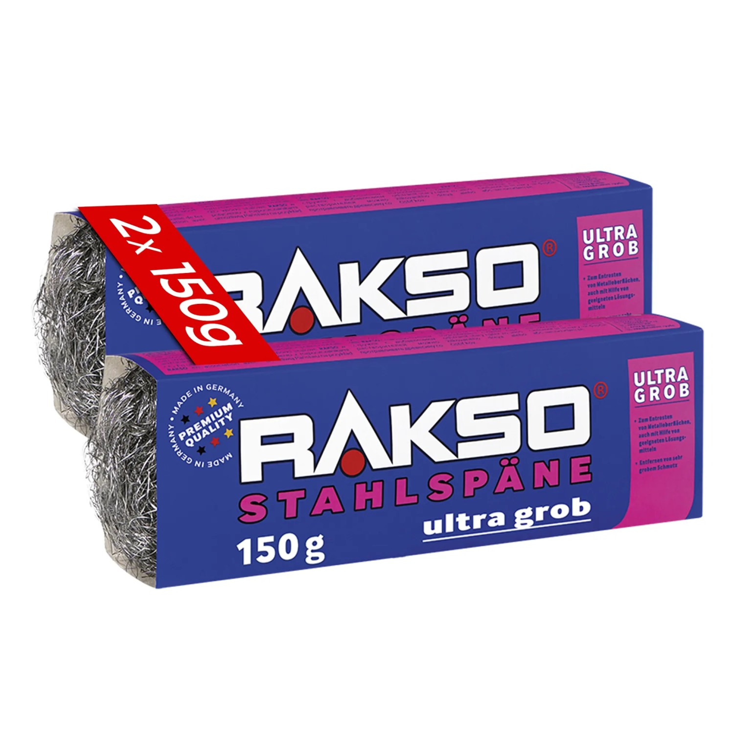 RAKSO Stahlspäne Banderole Sorte Ultra-Grob 2 x 200g
