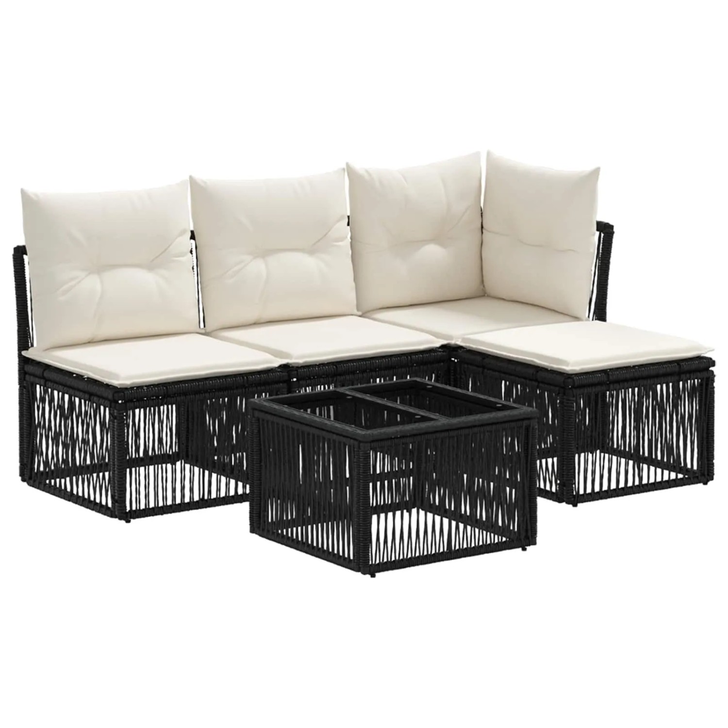vidaXL Gartensofa-Set 5-Tlg Schwarz Poly-Rattan 3434188