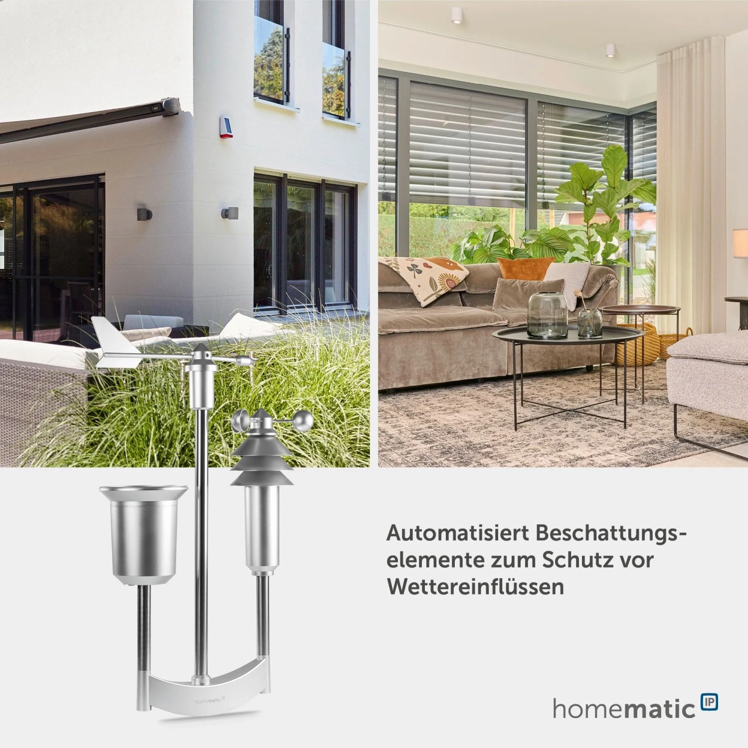 Homematic IP Wettersensor pro: Wetterdaten für Smart Home. Misst Temperatur, Wind, Regen. Automatisiert Markisen & Jalousien.