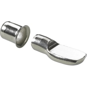 Hettich Löffel-Bodenträger, vernickelter Stahl, mit Einschlaghülse, 20 Stück für Regalböden.