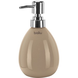 Beiger Keramik Seifenspender von baliv mit Chrom-Pumpe für Bad & Küche.
