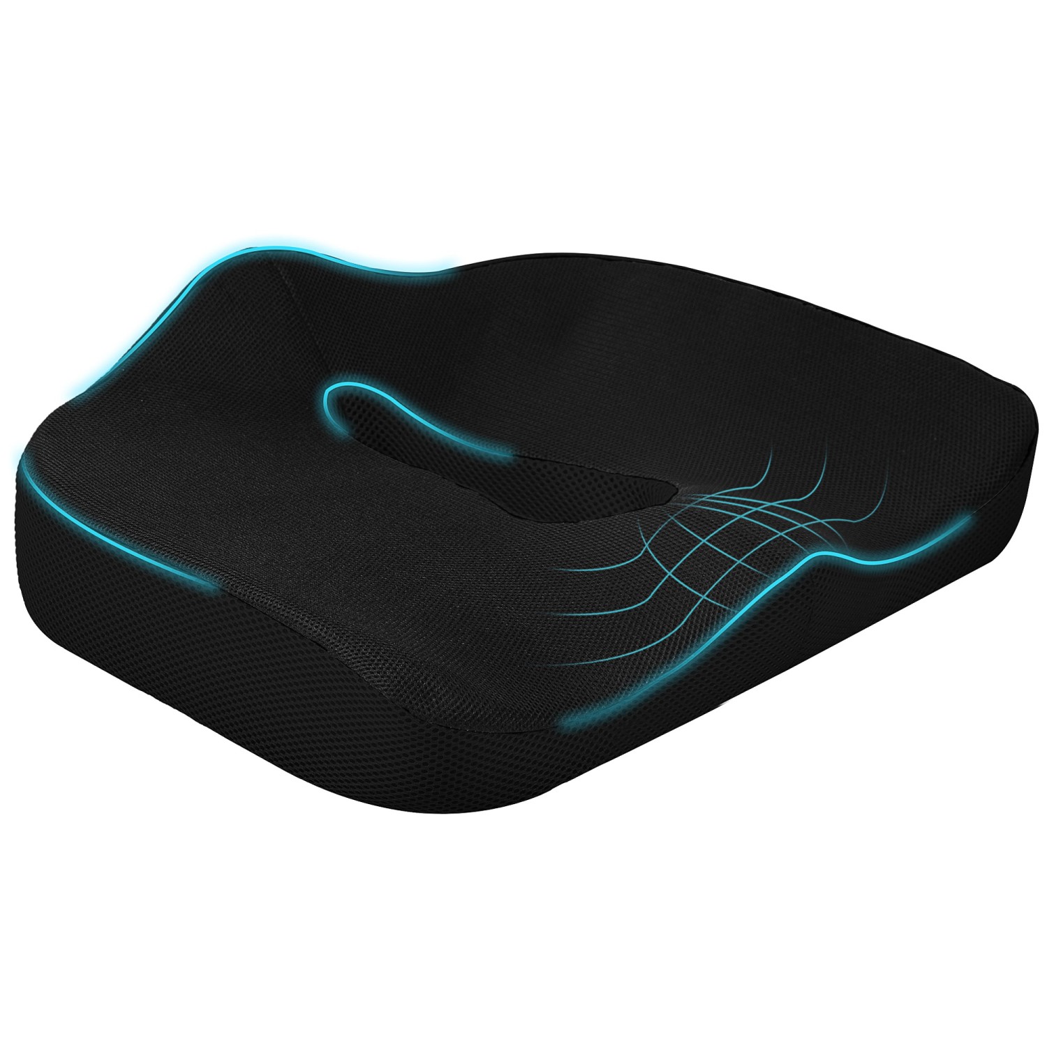 HOMCOM Sitzkissen Orthopädisches Polyester Schwarz 44L x 39B x 13H cm