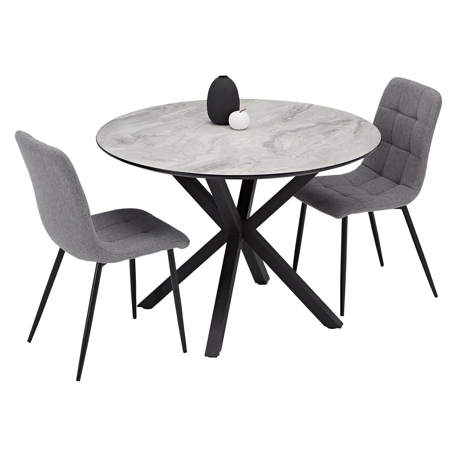 Homestyle4u Esstisch mit 2 Stühlen Essgruppe Polsterstühle 3084