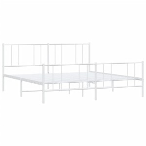 vidaXL Bettgestell mit Kopfteil und Fußteil Metall Weiß 200x200 cm 352554