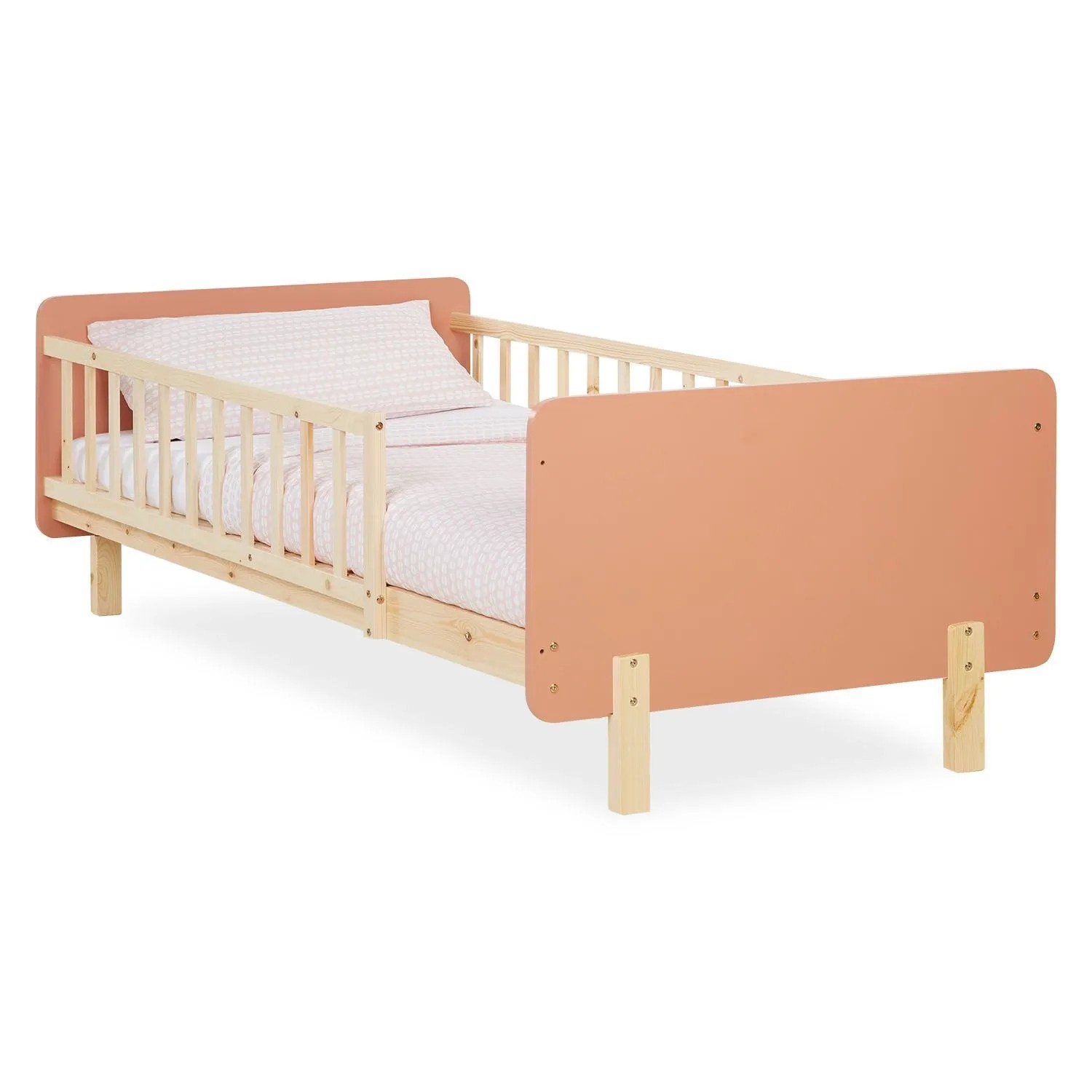 Homestyle4u Kinderbett 90x200 mit Raufallschutz Lattenrost Altrosa 2606