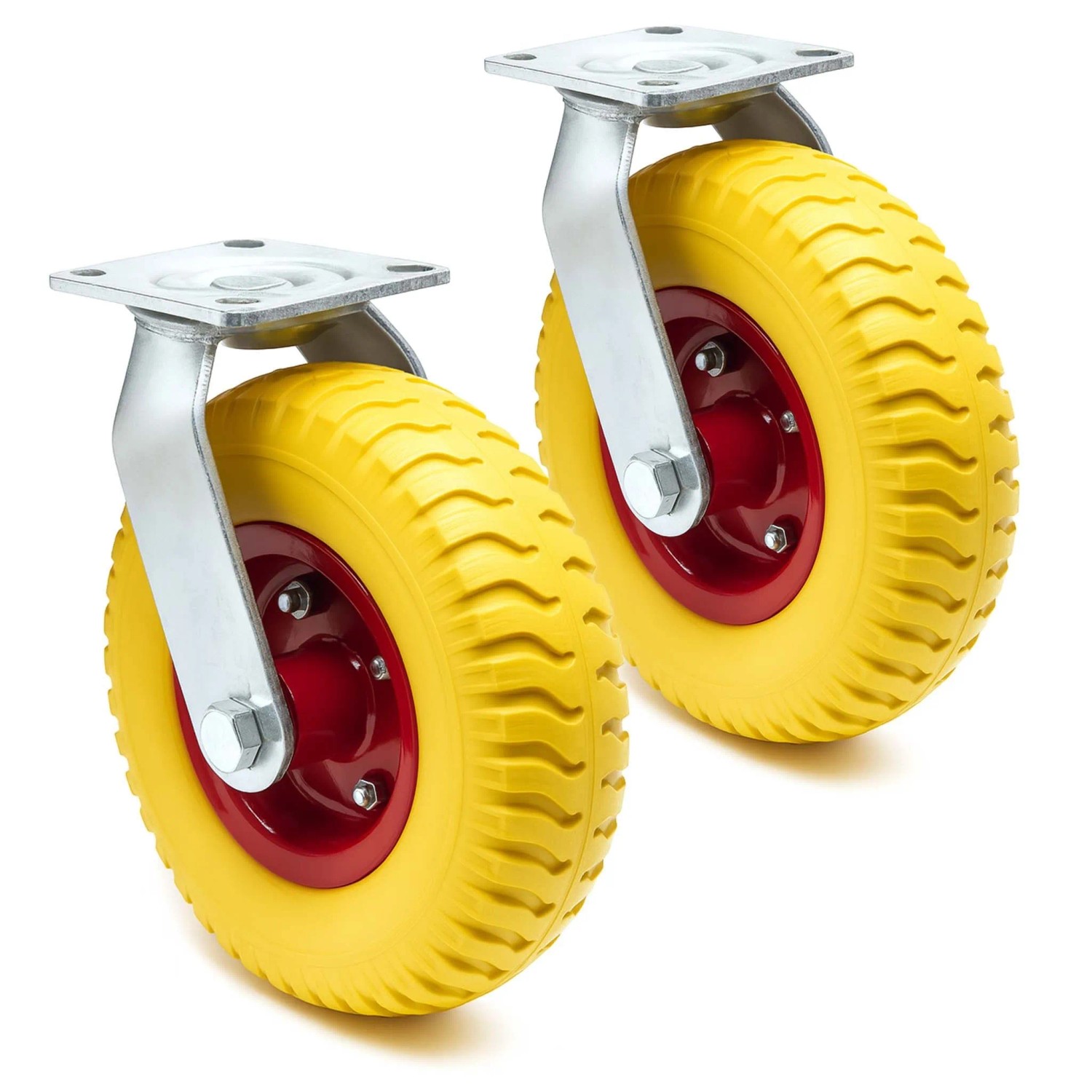 Wiltec Lenkrollen Set 2X 220X58Mm Transportrolle Pannensicher Gelb Vollmaterial