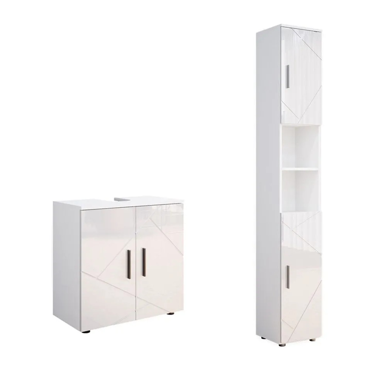 Vicco Badmöbel-Set Irma Weiß Hochglanz 60 x 59 2-teilig