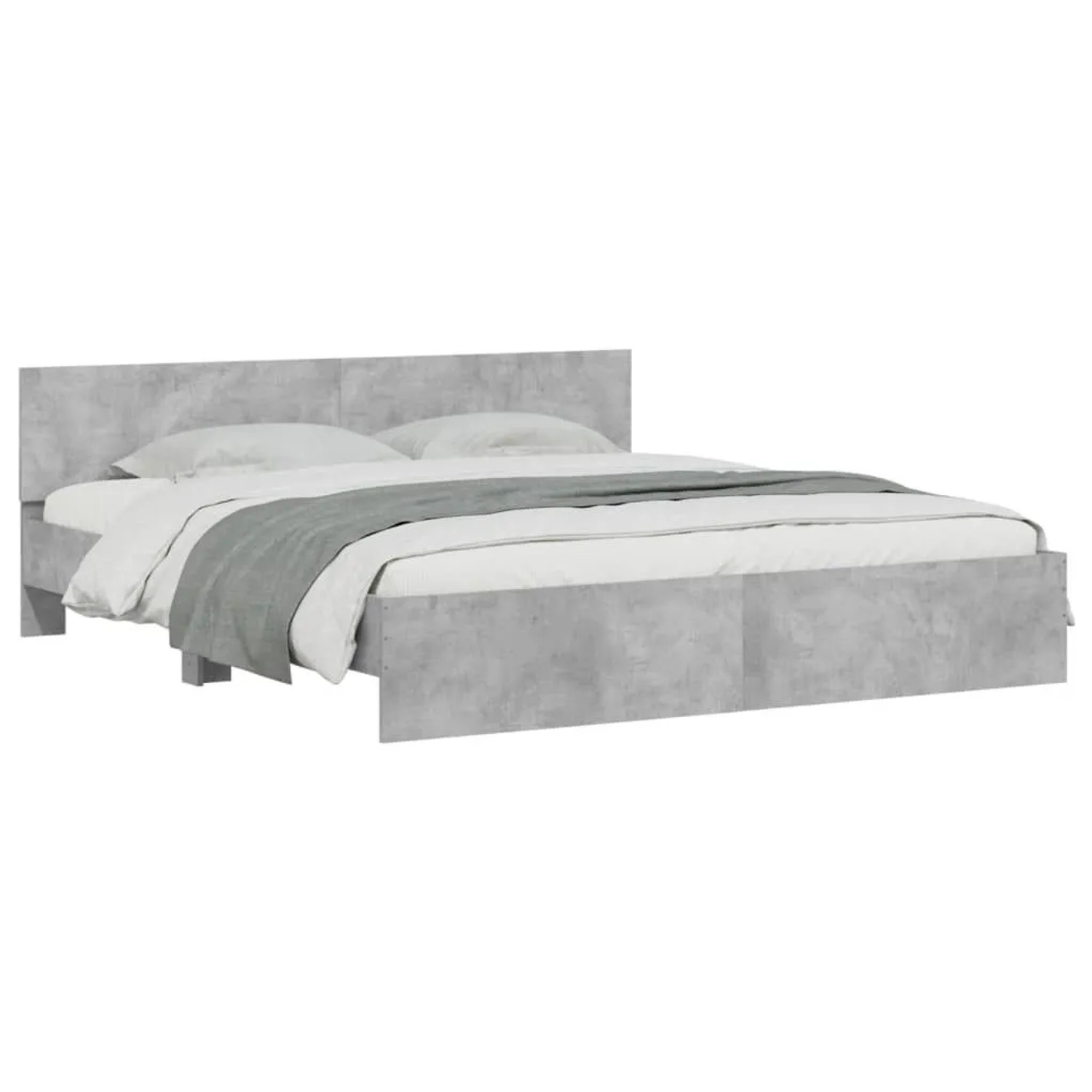 vidaXL Bettgestell mit Kopfteil und LED-Beleuchtung Betongrau 3207584 günstig online kaufen