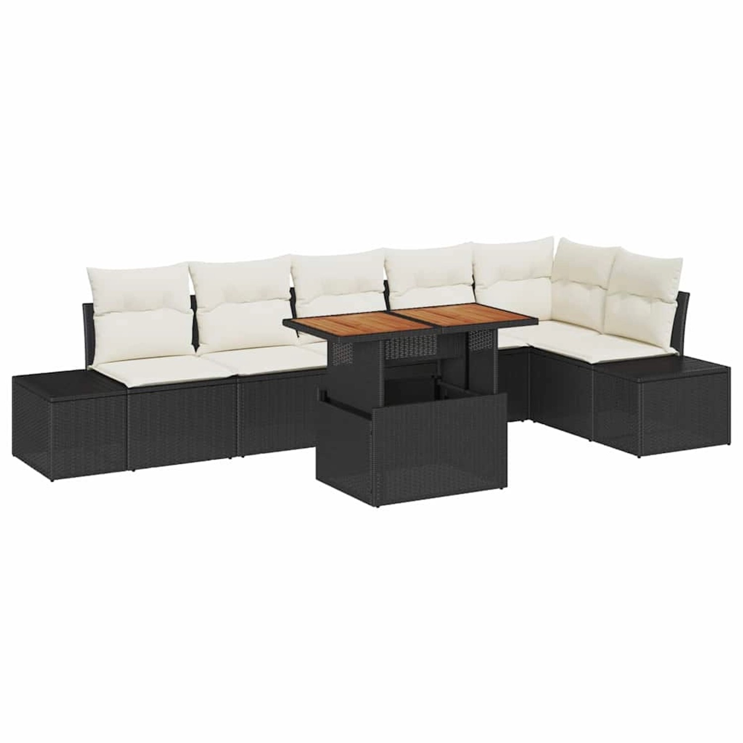 vidaXL Garten-Sofa-Set mit Speicher 7-Tlg Schwarz Poly Rattan 3358707 günstig online kaufen