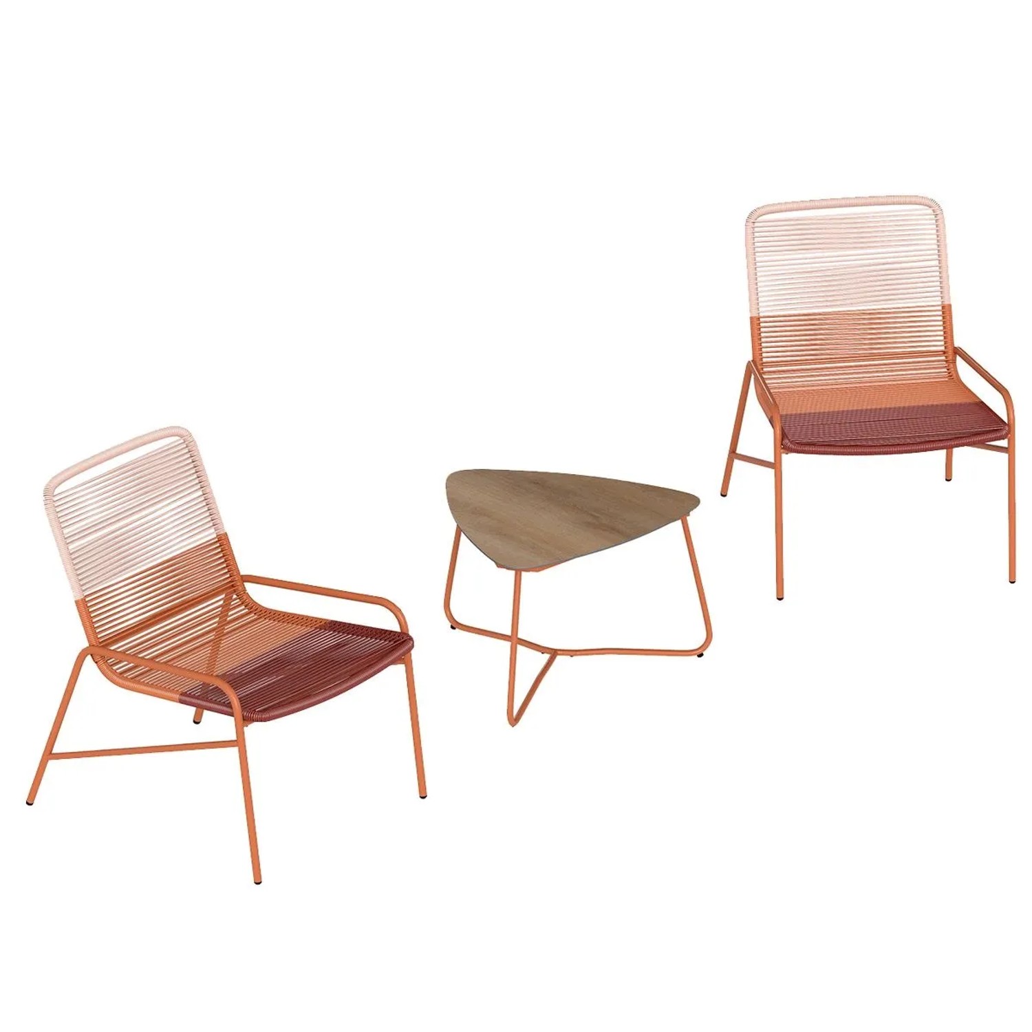 Costway 3-TLG. Gartenmöbel Set Rattan Balkonmöbel mit 2 Stühlen & Tisch
