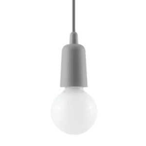 Graue Sollux Lighting Hängeleuchte Diego 1 mit weißem Leuchtmittel. Lampe für Innenräume.