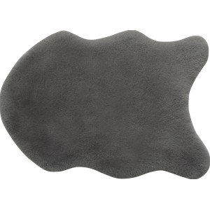 Anthrazitfarbener Kunstfell-Teppich (60x90 cm) mit dichter, weicher Oberfläche.