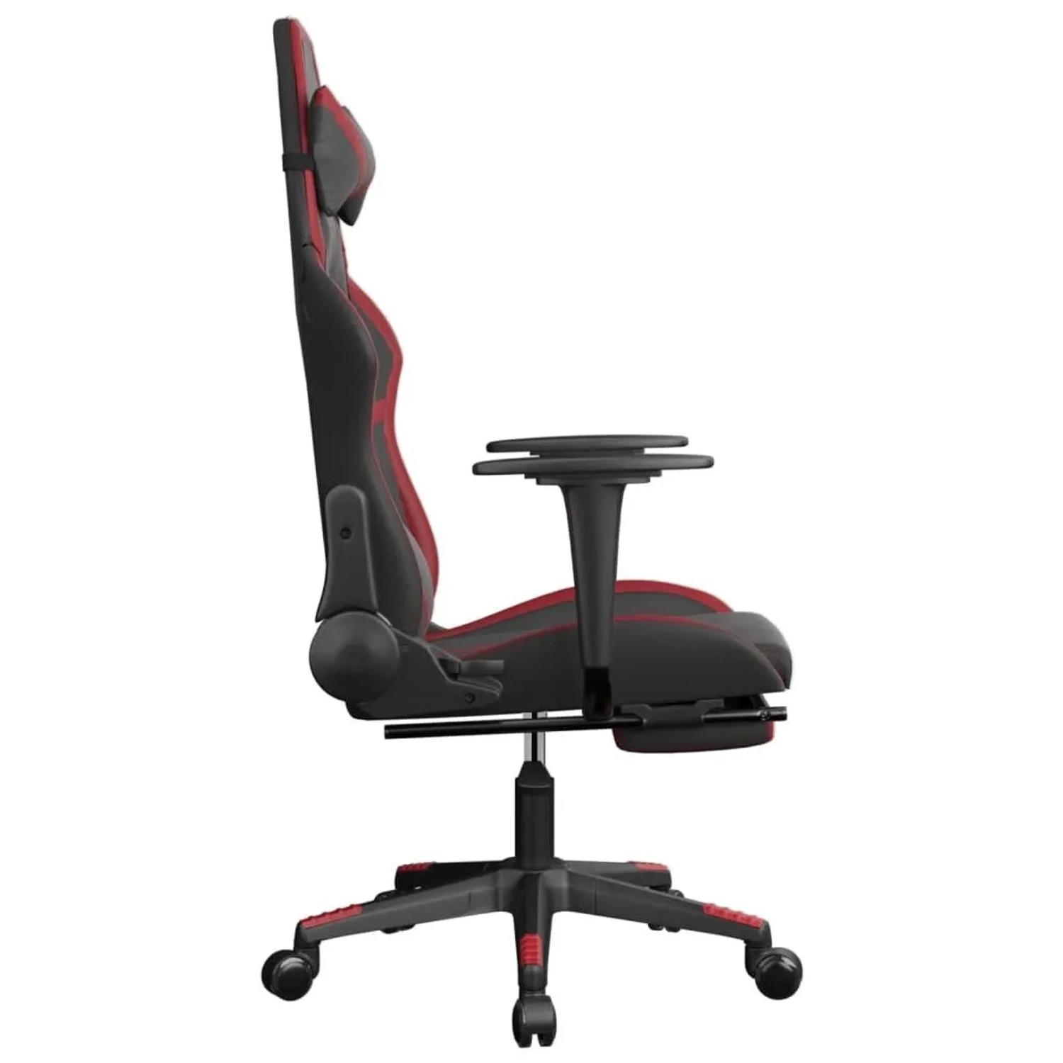 vidaXL Gaming-Stuhl mit Massage & Fußstütze Schwarz Weinrot Kunstleder 345441_5