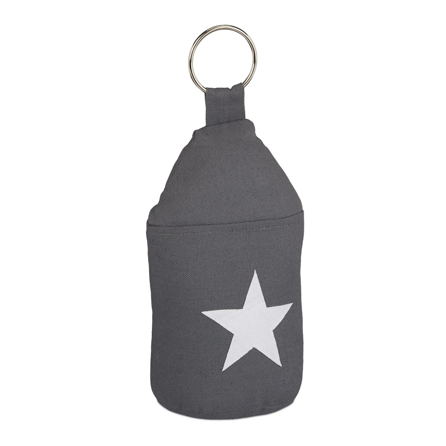 Relaxdays Türstopper Stern Baumwolle Sand Metall Dunkelgrau mit Griff Schwer 23 cm x 11 cm 1,3 kg
