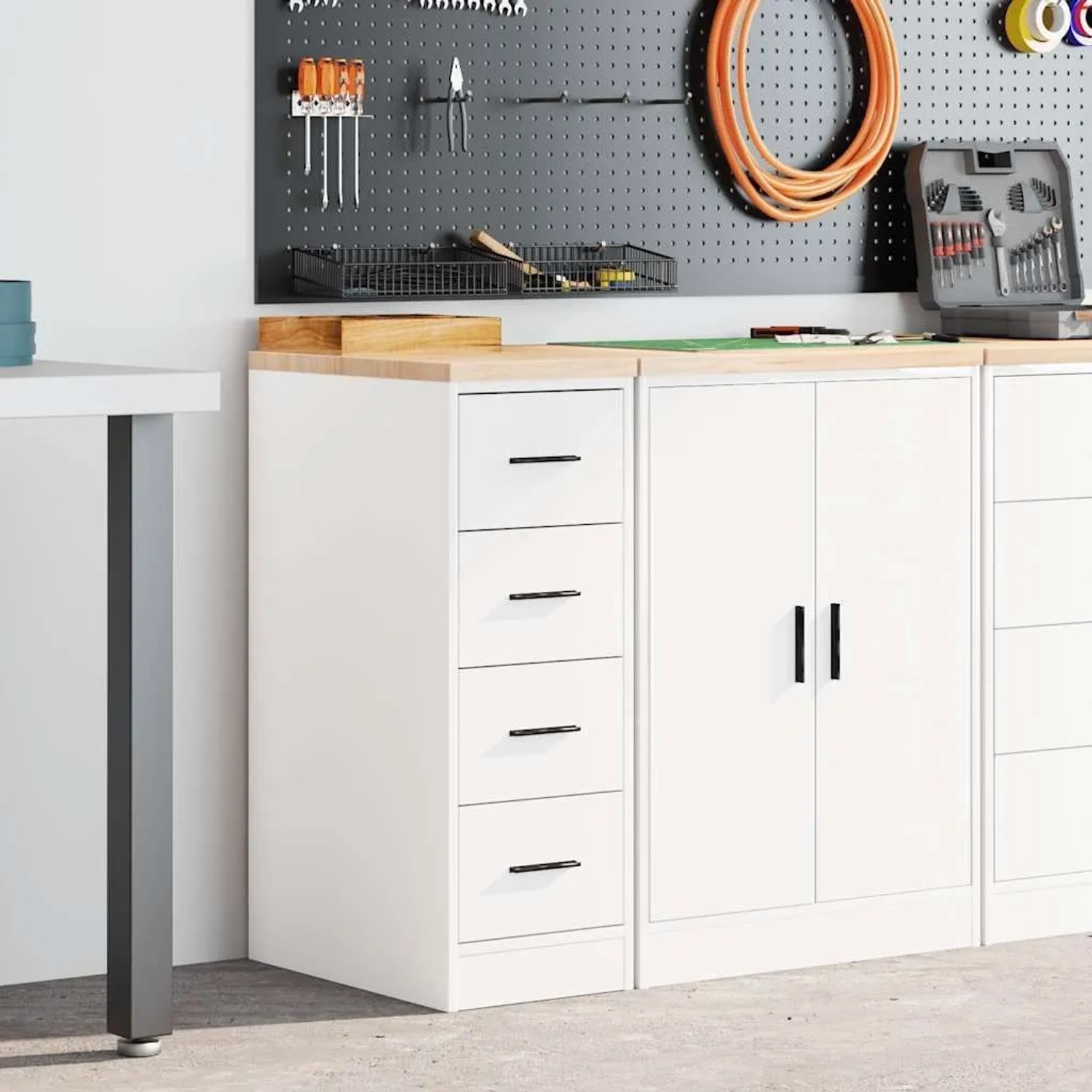 vidaXL Garagen-Aufbewahrungsschrank Weiß 30x51x85 cm Massivholz Kiefer 860580_2