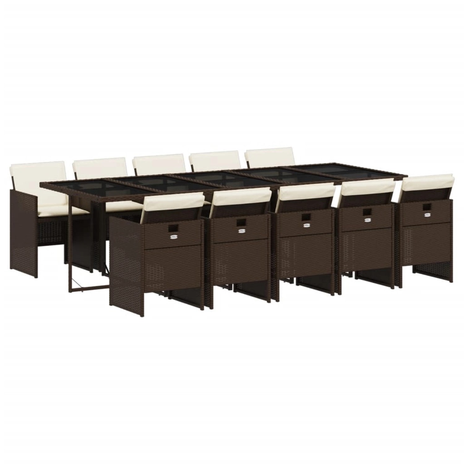 vidaXL 11-Tlg Garten-Essgruppe mit Kissen Braun Poly Rattan 3277700 günstig online kaufen