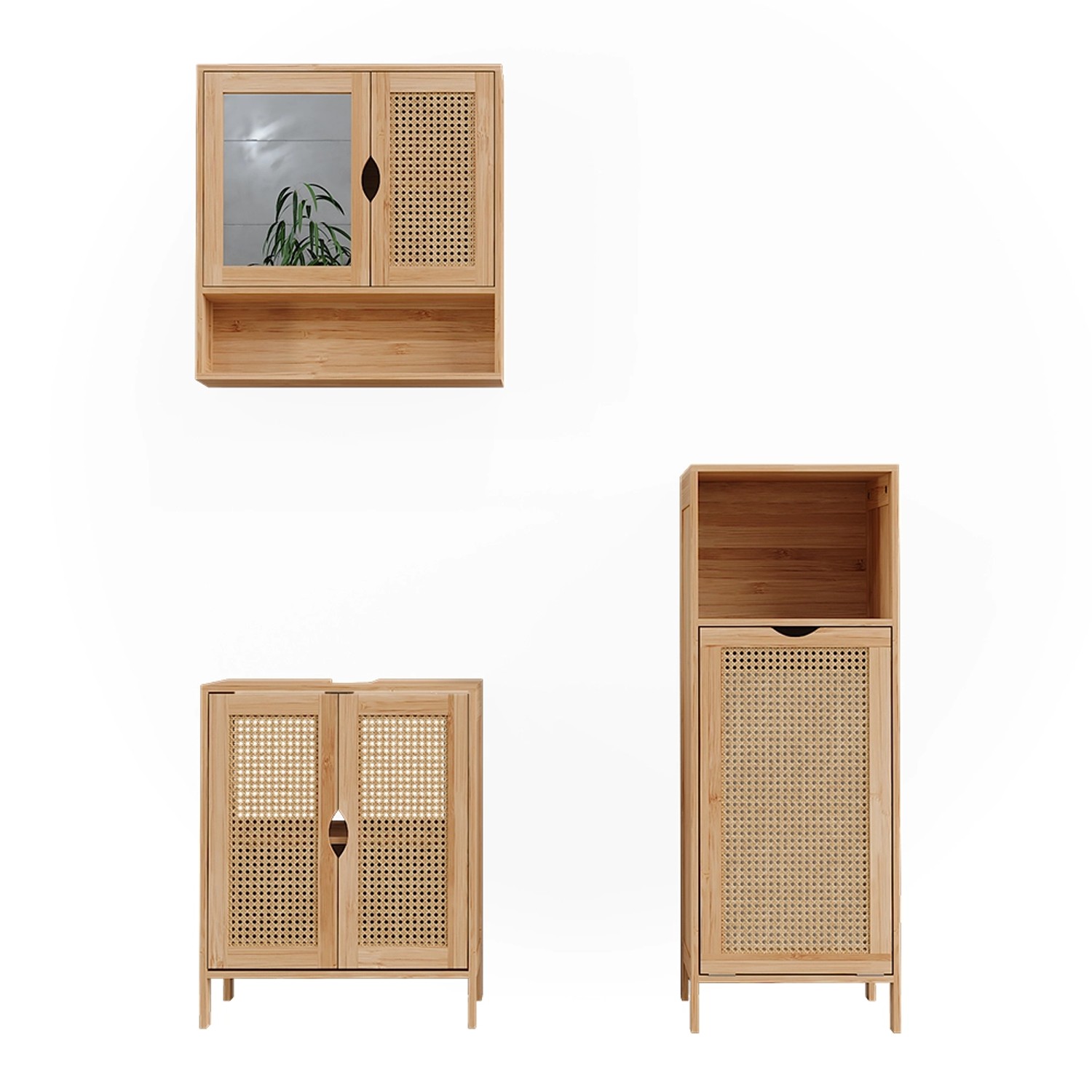 Vicco Badmöbel-Set Liora Bambus 3 Teile günstig online kaufen