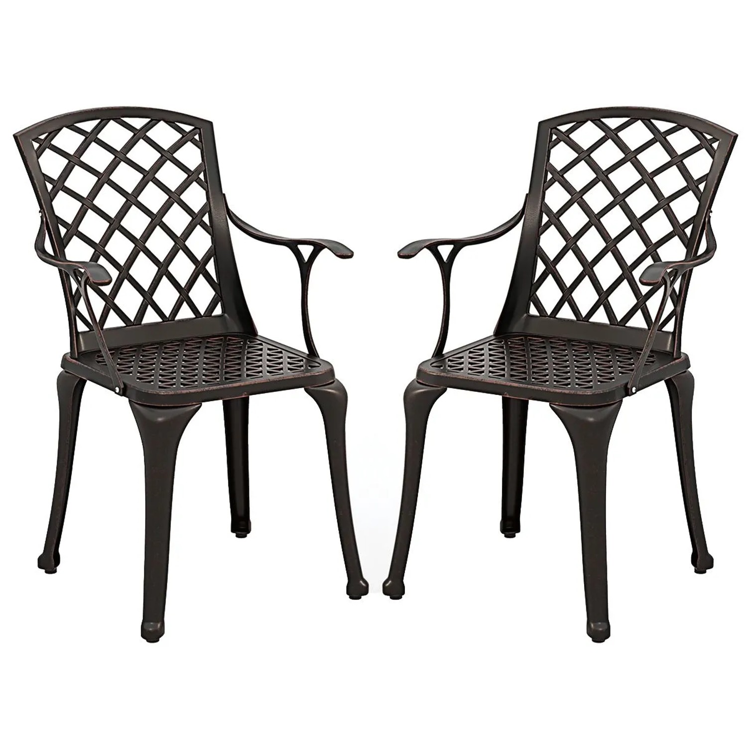 Costway 2er Set Gartenstühle Aluminiumguss Wetterfest Kupferrot