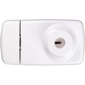 Weißes Abus Türzusatzschloss 7025 W B/SB für erhöhte Sicherheit an Eingangstüren.